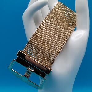 Vintage Gold Tone Mesh Buckle Style Bracelet
